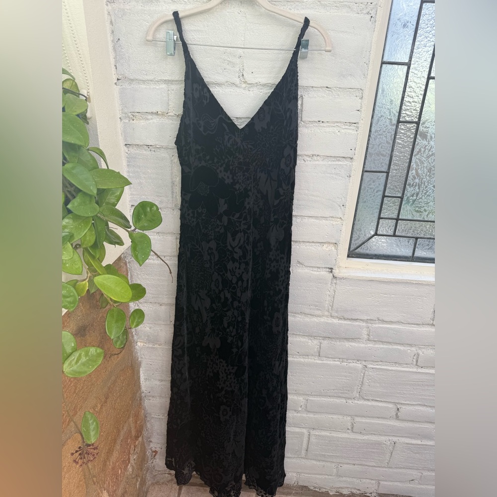 New NWT Johnny Was velvet Black silk Floral Maxi Dress